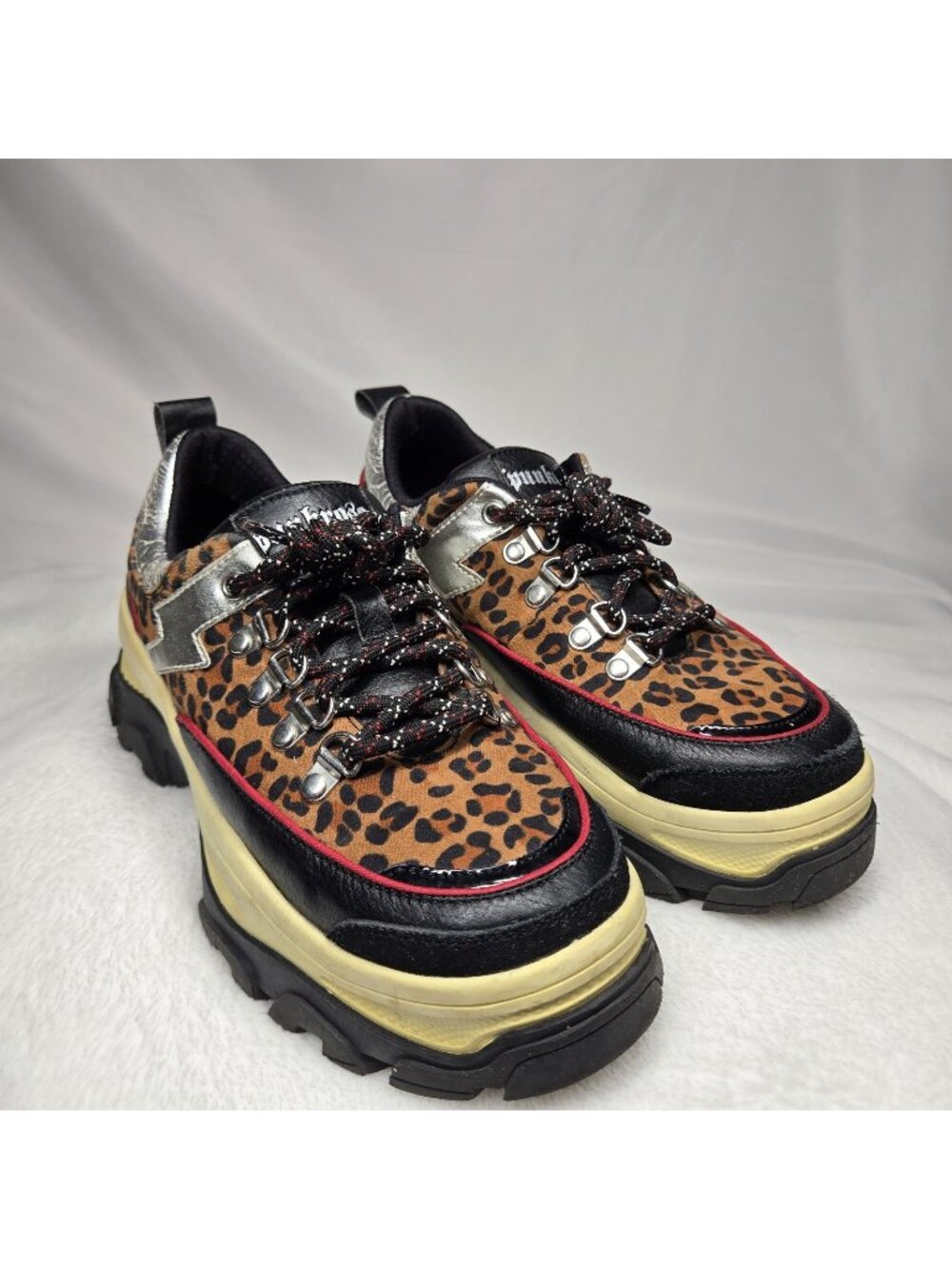 Punkrose Platform Shoes Women's Master Shockingly Wild Oxford Black Leopard Sz 7